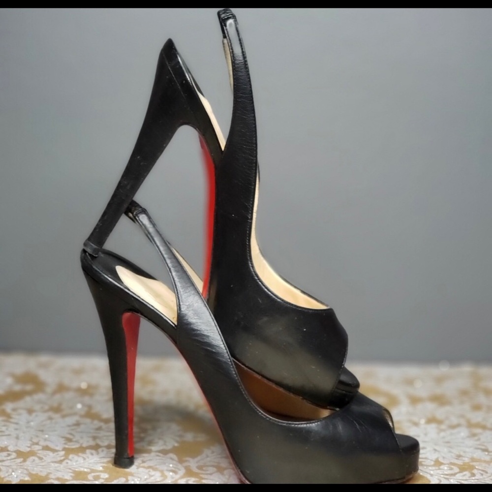Authentic *** Sling back Matte black Louboutins